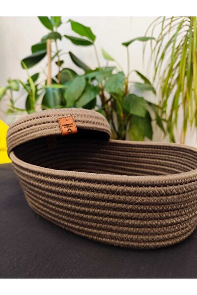 JÜTEX HOME Jüt Hasır Sepet Oval Kapaklı Organizer 30x20x10