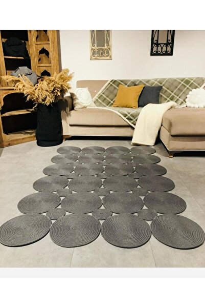 jute Straw look Patterned Modern Hand Knitted rectangular Carpet Rug