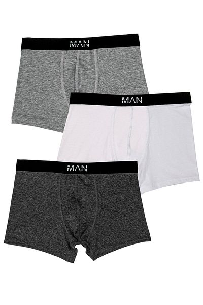 For You Man 3-Piece Gray Black Men's Boxers