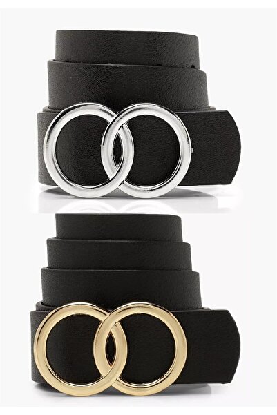 For You Accessories Pachet de 2 curele cu inel dublu auriu argintiu