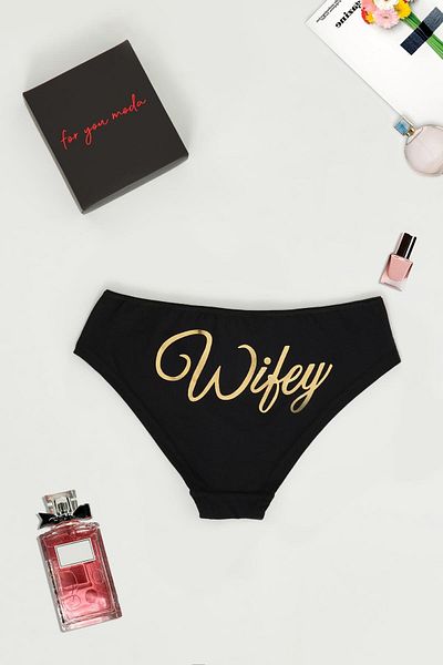 For You Lingerie Chiloți negri cu cutie imprimată