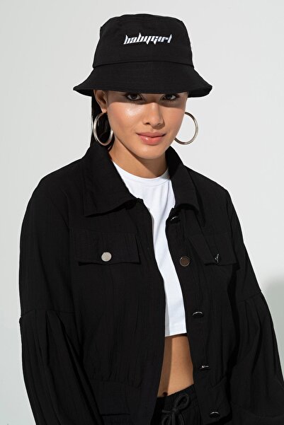 For You Accessories قبعة سفاري سوداء مطرزة