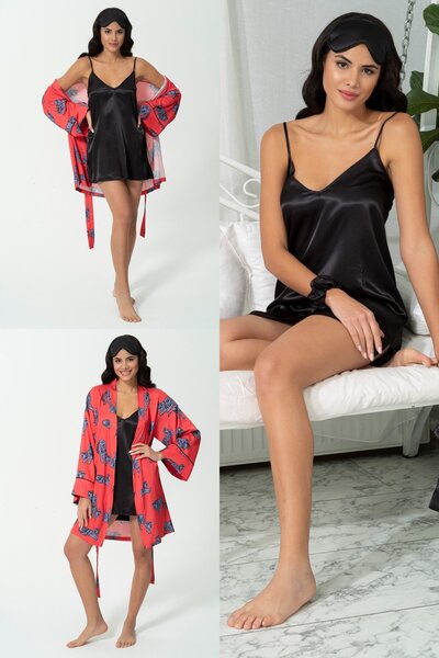 for you sleepwear 5 Pack Tiger Red Satin Dressing Gown Nightgown Tk