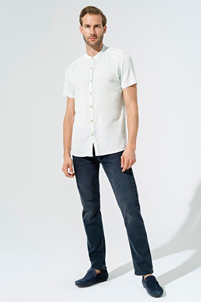 For You Man Πράσινο πουκάμισο με κοντό μανίκι με οργανικό γιακά