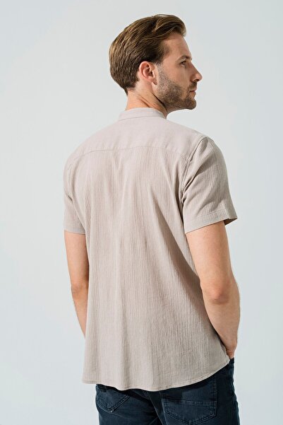 For You Man Organic Judge Collar Full Patch Short Sleeve Stone Shirt