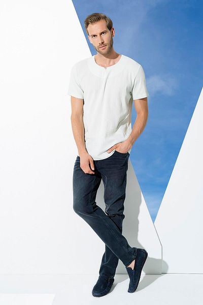 For You Man Organic Single Button Short Sleeve Green Shirt