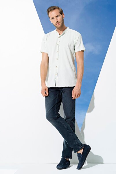 For You Man Πράσινο πουκάμισο με κοντό μανίκι με οργανικό γιακά