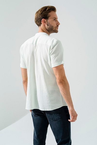 For You Man Organic Judge Collar Full Patch Short Sleeve Green Shirt
