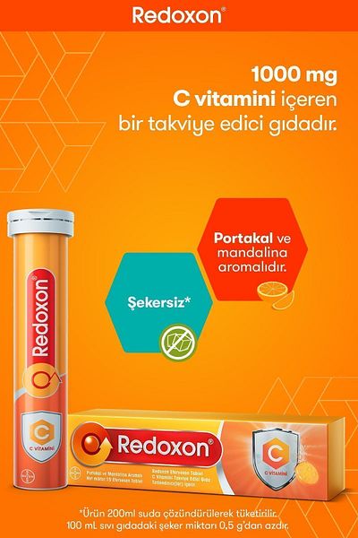 Redoxon Vitamin C 15 Effervescent Tablet I 1000 Mg Vitamin C Containing Food Supplement