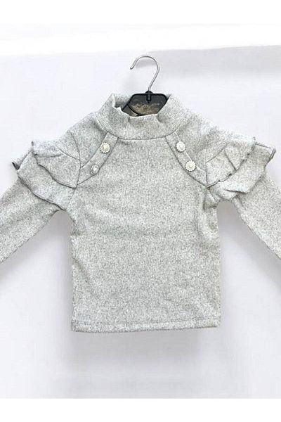 Zekids Girl's Winter Knitted Sweater - Ruffled Sleeve