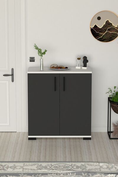 Moonlife Athena Çok Amaçlı 2 Kapaklı ,Kahve Köşesi,Mutfak,Banyo, Kiler Dolabı Antrasit Gri