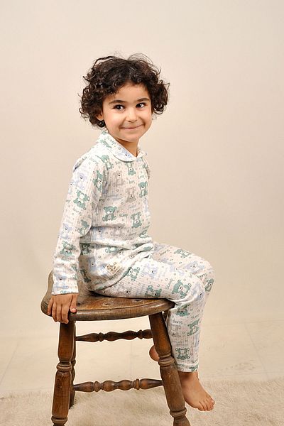 Peki Sweet Dreams Cotton Children's Pajama Set - Teddy Bear Pattern, Add 5 Pay 4, Gift 15151