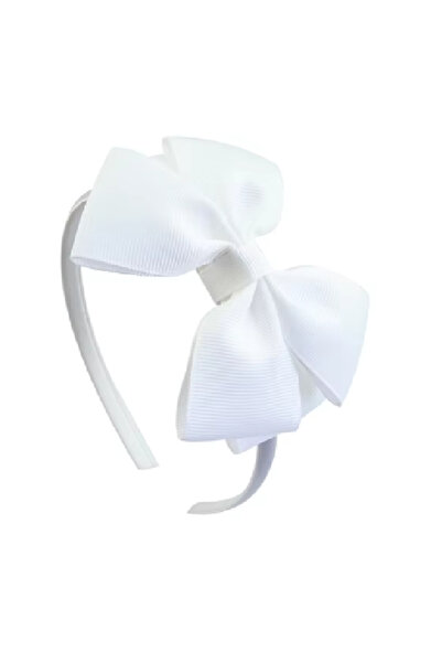 Atılgan Grp Accesoriu pentru păr cu fundă albă din satin elastic - elegant și confortabil