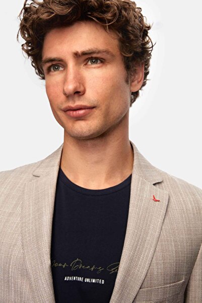 D'S Damat Ds Damat Slim Fit Gray Printed Fabric Jacket