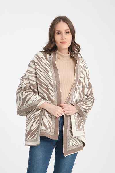 VEGA MODA Άνετο πλεκτό σάλι ώμου με σχέδιο Zebra - Γυναικείο σάλι διπλής κατεύθυνσης