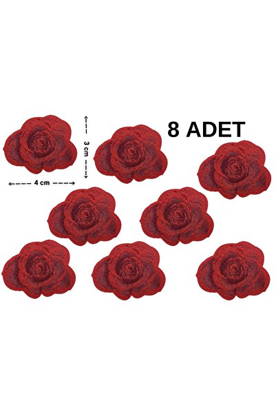 Megas Etiket Ütü ile Yapışan Kırmızı Gül Set Dokuma Arma/Yama
