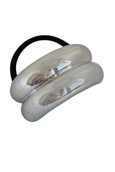 TAKIŞTIR Μεταλλική λεπτομερής λαστιχένια πόρπη σε ασημί χρώμα