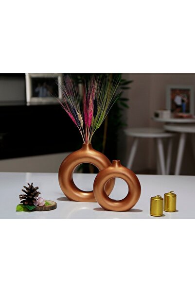 stonnish Halka Vazo Bohem Vazo 2 Li Set Parak Bronz Bakır