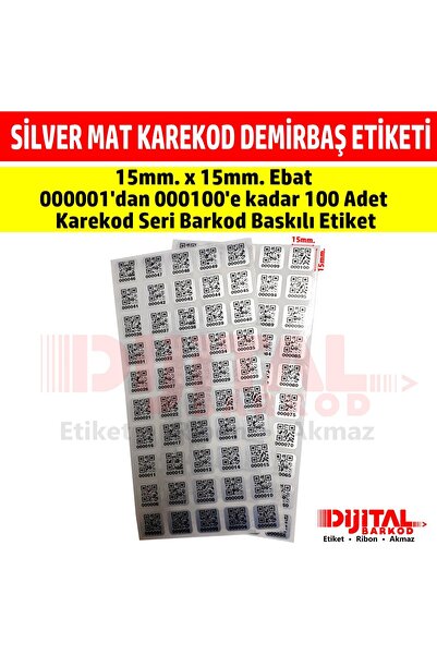 DİJİTAL BARKOD Envanter Etiketi, Sayı Etiketi, Karekod Baskılı Etiket Silver ...
