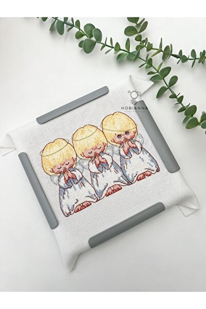 Hobianna Câlın Nakış Kasnağı 20 Cm X 20 Cm - Gri Klips / Pratikasnak Plus Kasnak