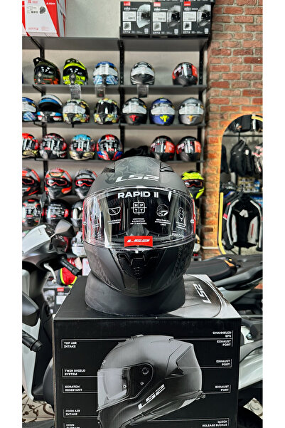 LS2 RAPID 2 TAKAROA MAT SİYAH GRİ KASK