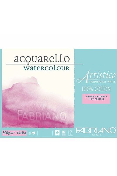 Fabriano Artistico Tradițional Alb Grana Satınata Presat la cald 300g 26x36 Cm 20 Foi
