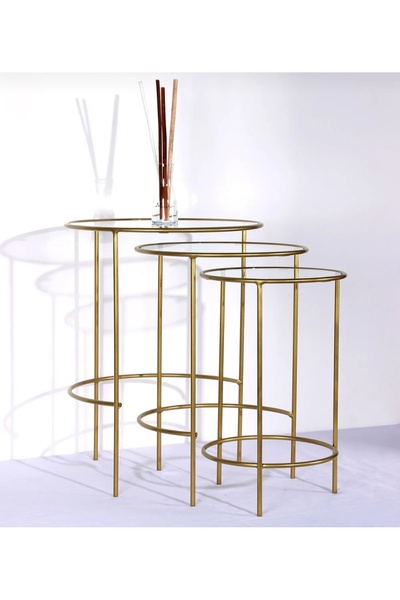 alkametal Mia  3’lü şeffaf camlı gold Zigon