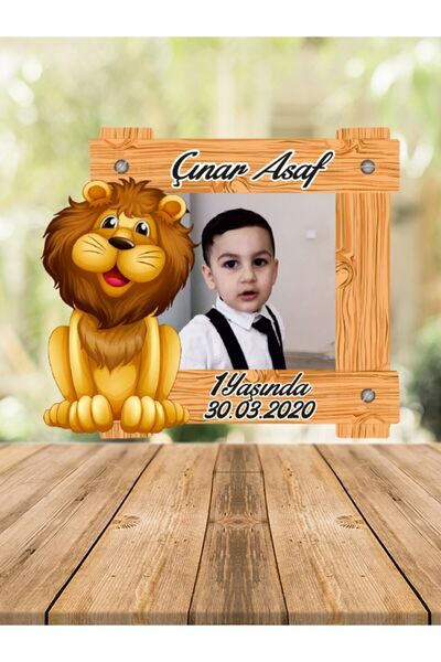 Melek Atölye Bebek Çocuk Doğum Günü Resimli Ahşap Magnet Aslan 12'li