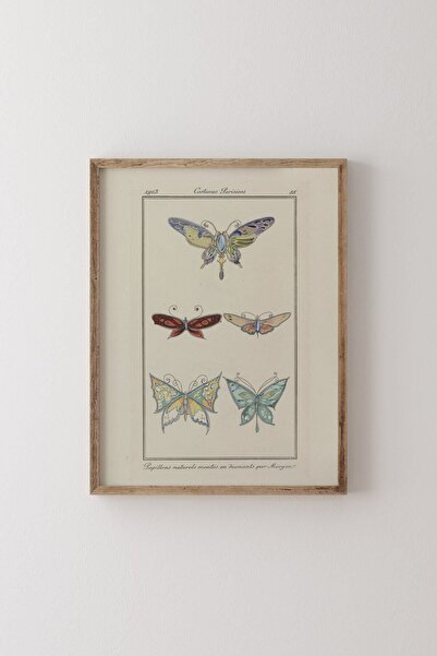 epiqart Kelebekler - Ahşap Desenli Çerçeve