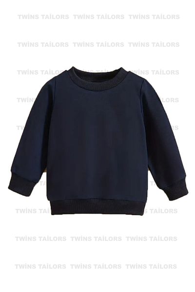 twins tailors Унисекс суитшърт за училище с кръгло деколте, 3 броя, без принт, от полар отвътре