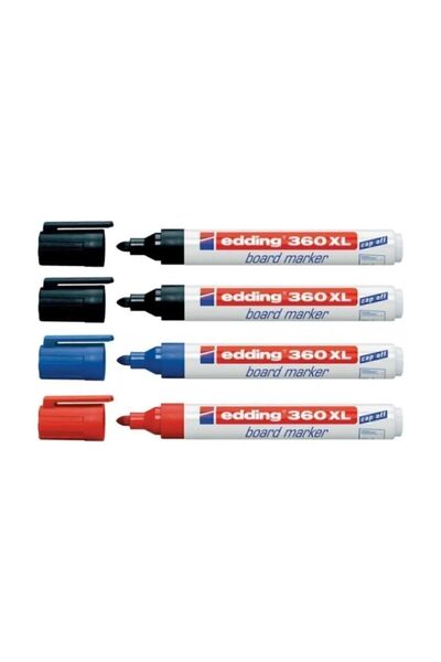 Edding 360 Xl Doldurulabilir Beyaz Tahta Kalemi 4 Lü 2 Siyah 1 Kırmızı 1 Mavi