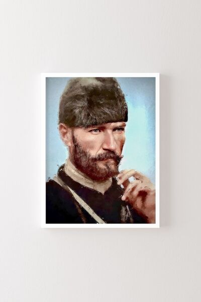 epiqart Atatürk Portresi - Yağlıboya Efektli - Beyaz Çerçeve