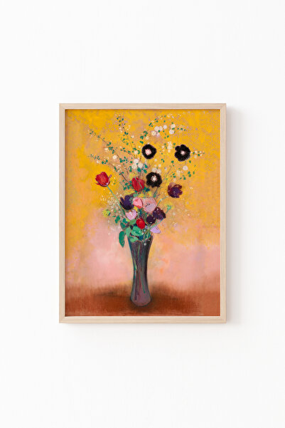 epiqart Çiçek Vazosu - Ahşap Desenli Çerçeve