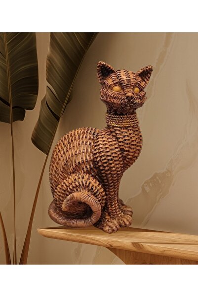 Show Art Hediyelik Bohem Hasır Cad Biblo / Dekoratif Kedi Biblo Büst