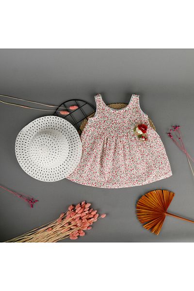 bebegci Muslin Patterned Floral 2-Piece Girl's Dress