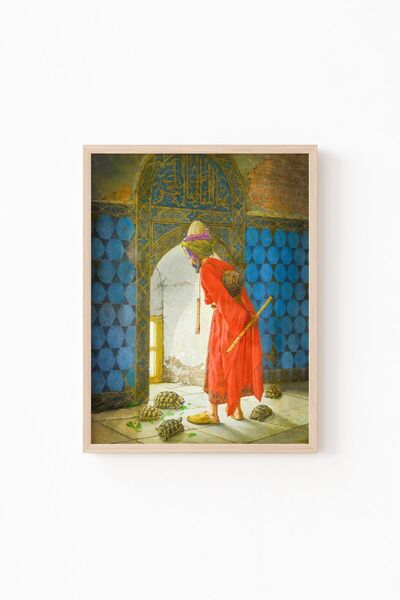 epiqart مدرب السلحفاة - إطار خشبي منقوش