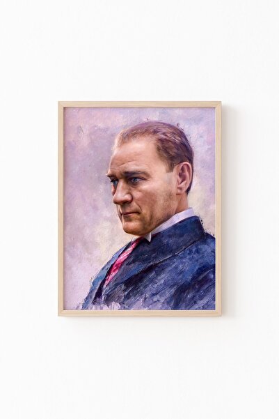 epiqart Ataturk Portrait - Wooden Patterned Frame Design