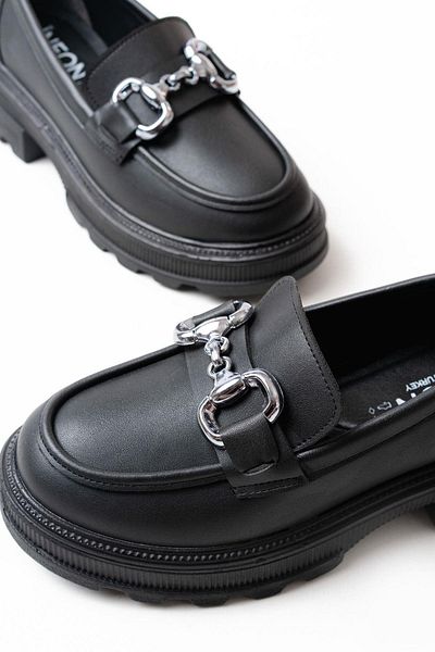 Aymood 745-773 Loafer zilnic negru cu talpă înaltă