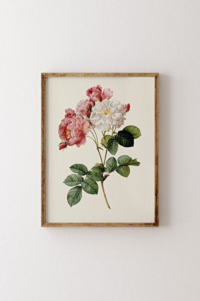 epiqart Çiçek Çizim - Ahşap Desenli Çerçeve