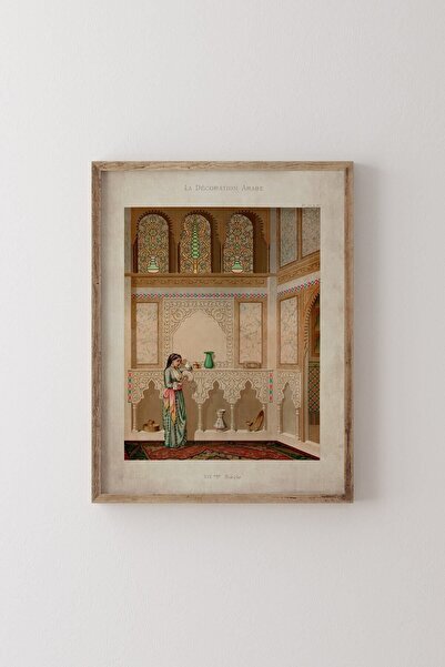 epiqart Vintage Oturma Odası - Ahşap Desenli Çerçeve