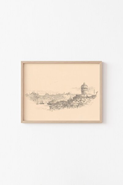 epiqart Eski Istanbul Manzarası - Ahşap Desenli Çerçeve