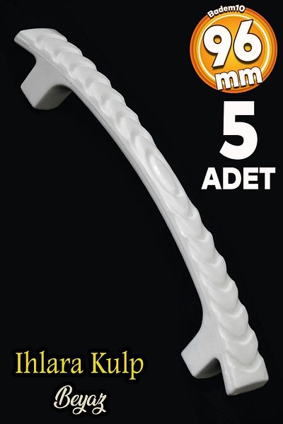 Badem10 (PĂSĂT PLASTIC) Ihlara 96 Mm Mobilier Alb Bucătărie Sertar Dulap Dulap Mâner Mâner Mânere 5 buc