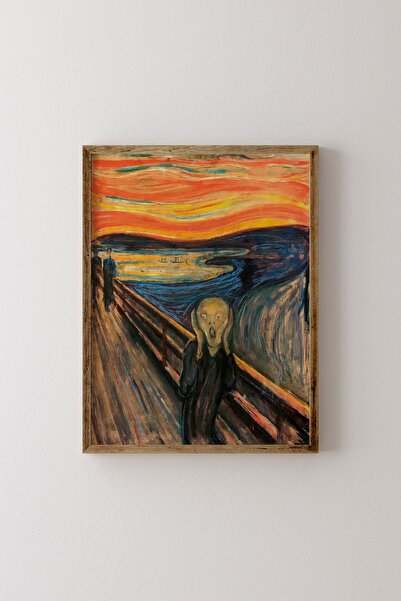 epiqart Çığlık Tablosu - Edvard Munch - Ahşap Desenli Çerçeve