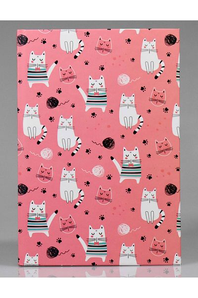4nio Pink Cat - Ριγέ Σημειωματάριο με Χοντρό Κάλυμμα