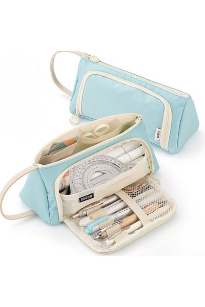 Streak Turquoise Color Travel Stationery Accessory Makeup Bag - Pencil Case & Desk Organizer