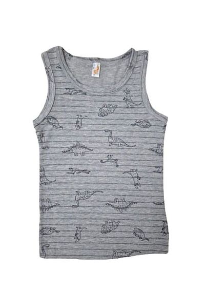 elmas kids Gray Dinosaur Patterned 3-Piece Cotton Tank Top Set for Boy