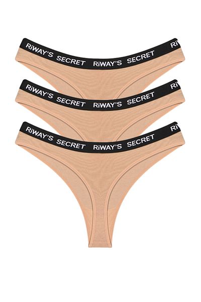 riways secret Cotton Waistband Elastic Thong 3-Pack