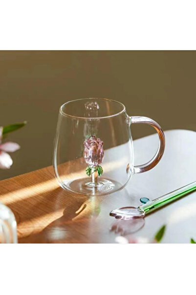 CEPHOME Lüx Gül  Detaylı Kahve & Çay Bardağı 350 Ml