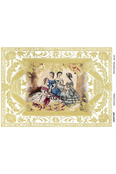 LİNEART Brass Patterned Lineart Decopage Paper - La-Ag163