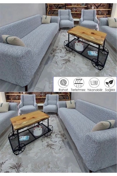 seltenet 3 3 1 1 غطاء أريكة بنمط جاكار مطاطي - طقم غطاء أريكة